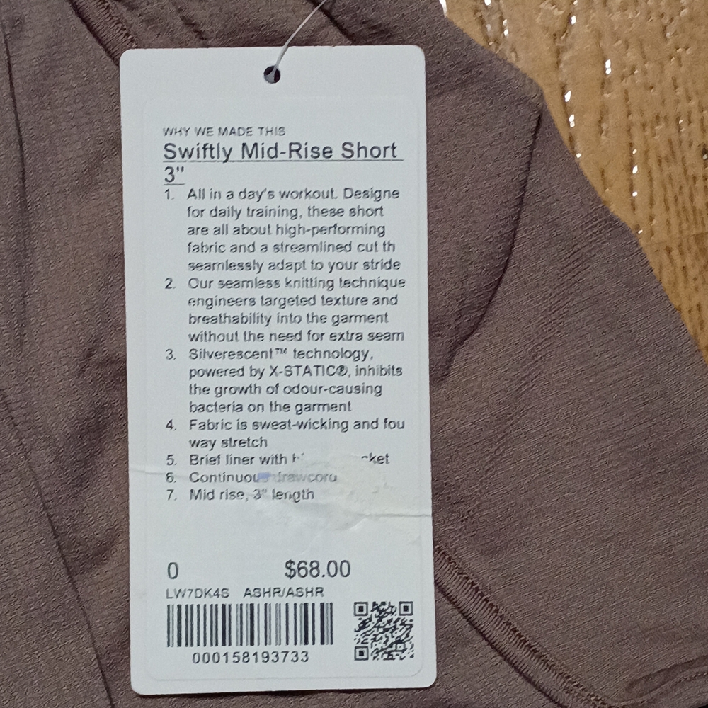 NWT Lululemon Swiftly Mid-Rise Short 3” – ASHEN ROSE - Picture 6 of 6